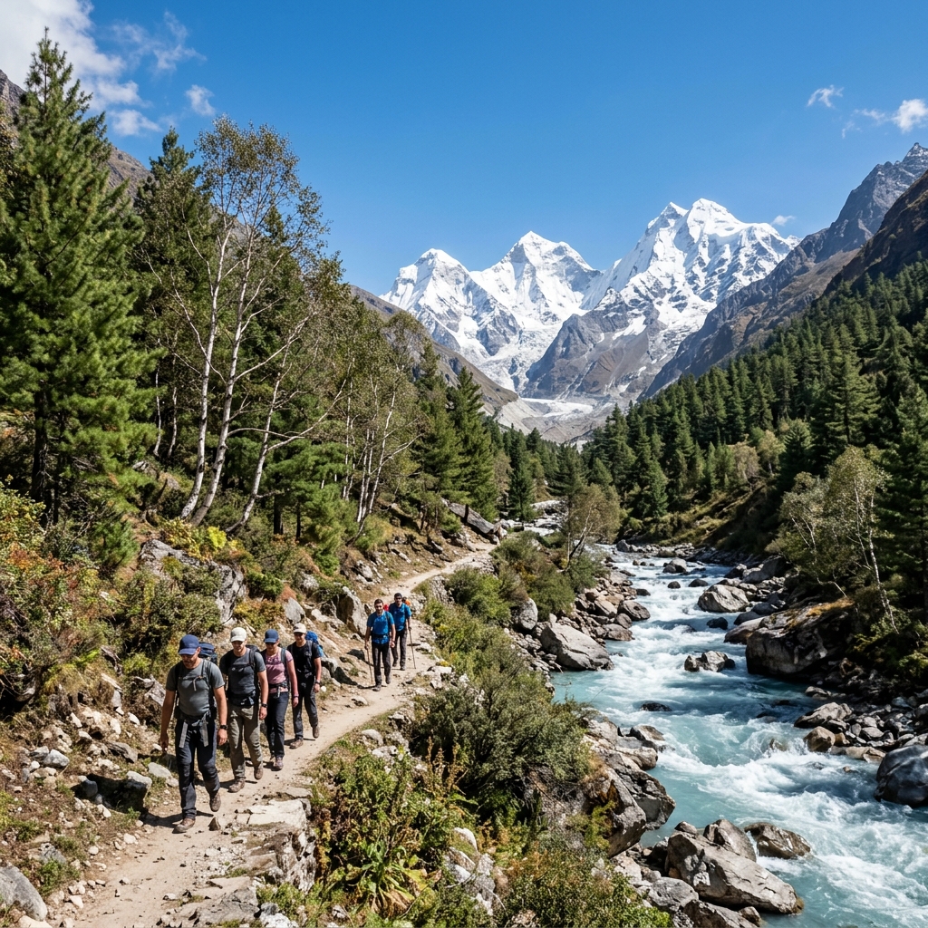Chirbasa pine trail along the Bhagirathi river